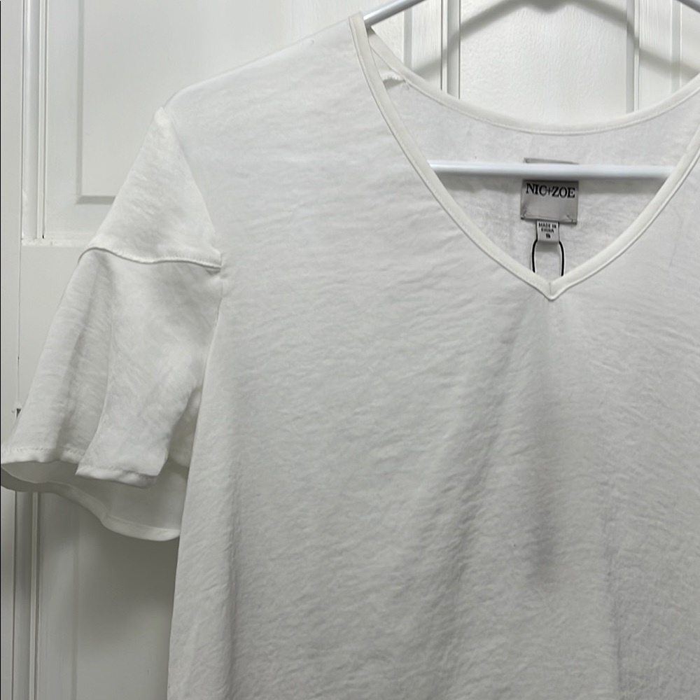 Nwt Nic+Zoe White Linen Blend Recycled Fibers Blouse Top - Size Small — image 6 of 8